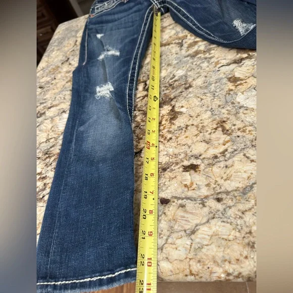 True Religion sz 25 capri skinny jeans distressed Strech - Picture 9 of 10